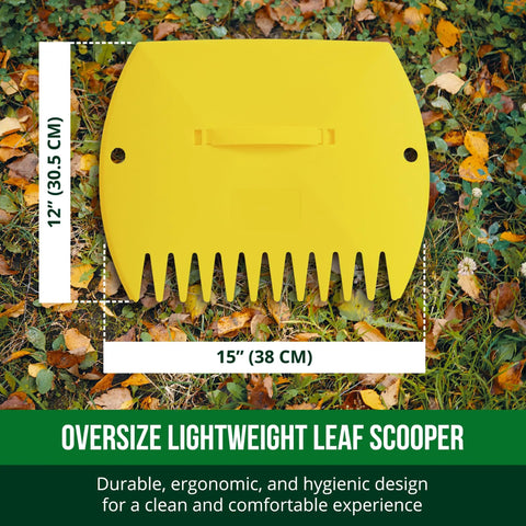 Heavy Duty Leaf Scoops And Hand Rakes For Quick Yard Cleanup, Giant 15 Inch By 12 Inch Leaf Grabbers In Bright Yellow