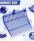 Six Pack Replacement Manure Fork Heads With 18 Tines For Horse Stall Cleanup, Durable ABS Plastic Pitch Forks, Blue Color