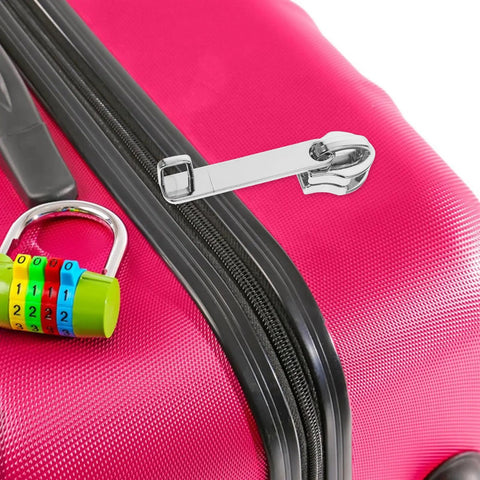 4 Pack Universal Zipper Repair Kit With Metal Sliders And Pulls For Luggage And Travel Bags, installed on pink suitcase