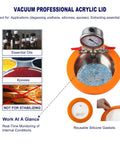 BACOENG 2-Quart stainless steel vacuum chamber with orange lid, gauge, and silicone gaskets for resin degassing