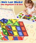 On The Go Magnetic Tiles For Kids 40Pcs STEM Building Blocks in metal travel box with child playing