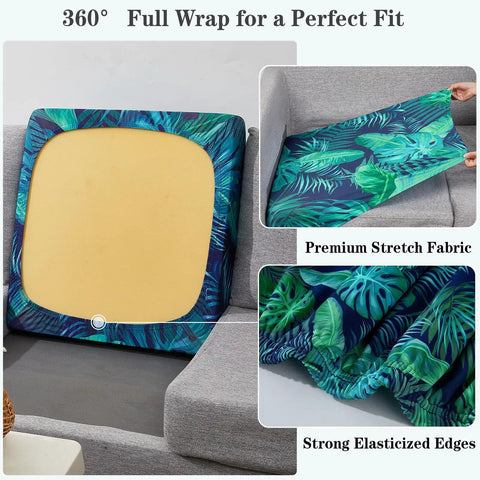 8 Pack Outdoor Cushion Covers Water Resistant High Stretch Fit For 20 To 27 Inch Patio Cushions Palm Leaves Pattern