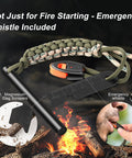 Survival Fire Starter Kit With 4 Inch Ferro Rod For Hiking And Camping, Flint And Steel Fire Starter, paracord lanyard, whistle