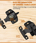 Black Table Leaf Latch Lock Hardware Kit With Mounting Screws For Folding Dining Tables Easy Peasy Install dimensions and details