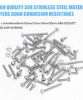 310 Piece Stainless Steel 304 Hex Socket Head Cap Bolts Screws Nuts Kit With Allen Wrench M2 M4 M6 M8 M10 M12 M16 M20