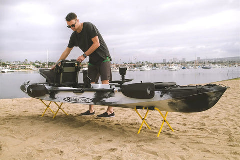 Rock Solid Foldable Kayak Stand Hella Portable Rack For Kayaks Canoes And SUPs Compact Outdoor Storage Holder 150 Lb Capacity No Sweat Dock Setup Lifetime Tough Yardside Boat Parking Gear