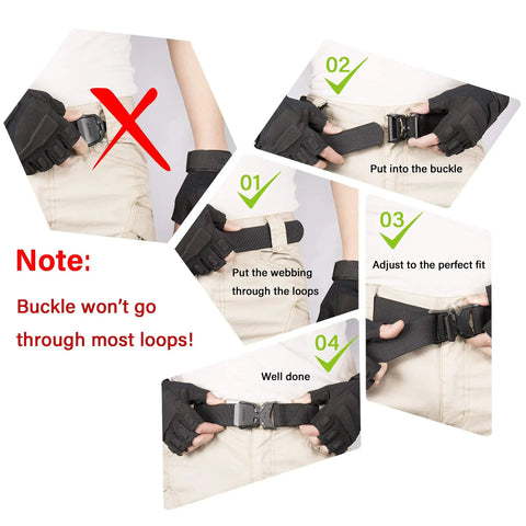 Demonstration on wearing the Rugged 1.5 Inch Nylon Tactical Belt With Quick Release Aluminum Buckle Built Tough Rigger Style Work Belt