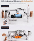 Dope 20W Laser Engraver And Cutter With Air Assist comparing usage with and without extension risers