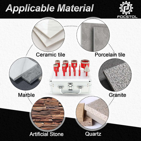 Diamond core drill bits set by Amazon, 10 pcs (6–50mm) with beveling chamfer bit, triangle shank for tile and stone