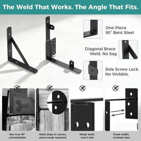 Self-Close Wooden Gate Hardware Kit With Heavy-Duty Bracket And Spring Hinge, Adjustable Tension For Quiet, No Slam Gates, DIY Gate System For Wood Fences And Arbors. Black steel 90° gate bracket with diagonal brace