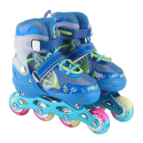 Adjustable Kids Inline Skates Blue With Light Up Wheels Breathable Comfort Fit And Smooth Sliding Outdoor Roller Blades For Ages 6 Through 12