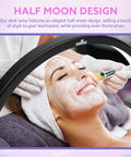 Half Moon LED Nail Lamp With 1600 Lumen Desk Light for Nails Tattoo and Lash Techs over woman receiving facial