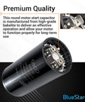 161-193 Uf Motor Start Capacitor 125 VAC For Single Phase Pool Pump Or Well Pump CD60 Round Style, premium quality