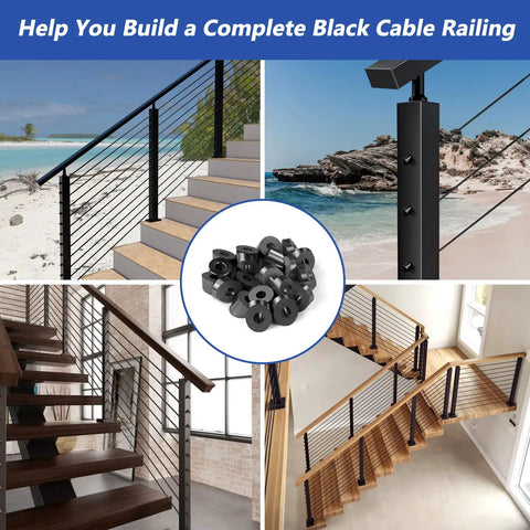 20 Pack 0.35 Inch Inner Diameter T316 Marine Grade Stainless Steel Angle Beveled Washers With 33 Degree Bevel For Five Sixteenth Inch Cable Railing Hardware Aluminum Rugged Outdoor Ready End Posts Black used in cable railing.