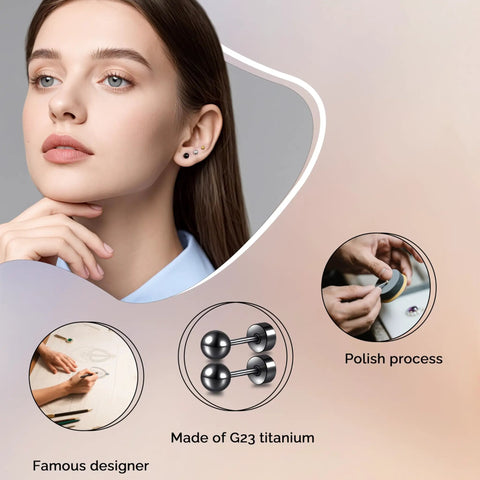 Titanium Screw Back Flat Back Ball Stud Earrings For Women And Men Hypoallergenic Implant Grade F136 Titanium Nickel Free And Lead Free Comfortable Lightweight Unisex Jewelry For Sensitive Ears Go-To Everyday Wear black 3mm studs on ear