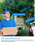 Delivery person detected by Add On 3MP Outdoor Wireless Security Camera For 10 Channel Systems with IR night vision.