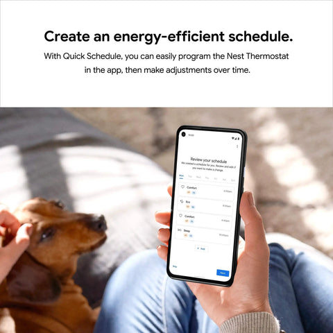 Nest Thermostat Smart Programmable WiFi Thermostat With Energy Star Certification app schedule on smartphone