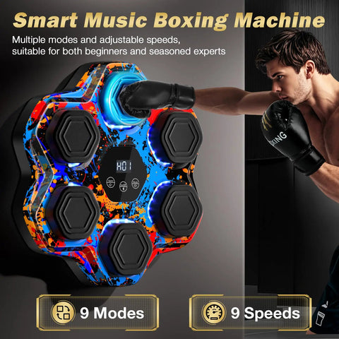 Smart Bluetooth Boxing Trainer With Gloves, Wall Mounted Punching Machine For Kids And Grownups, LED Display Boxing Target