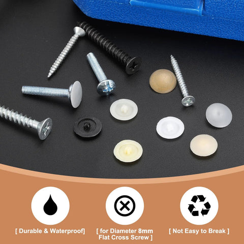 108 Pieces Plastic Screw Cap Covers For 7 To 8mm Flat Phillips Screws 12mm Outer Diameter 8mm Inner Diameter 3mm Height Black Decorative Hole Plugs PP Material
