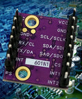 Compact 6DOF Gyroscope And Accelerometer Sensor Module With Multiple Protocols For Embedded Navigation In Tight Spaces Built For Robotics Autonomous Systems And Device Makers Needing Durable Drop In Multi Function Sensing Supports I2C SPI UART CAN, purple PCB module