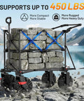 Push And Pull Double Decker Wagon With 400 Liter Capacity And 450 Pound Load Plus Dual Mode Adjustable Handle in rocky terrain