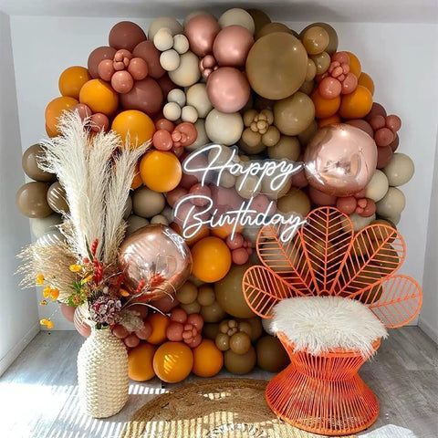 Happy Birthday Neon Sign For Wall Decor Large 16.5 By 11 Inches USB Powered LED Light Up Sign With Adjustable Brightness on balloon backdrop