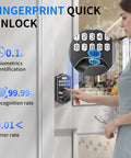 Fingerprint Front Door Lock With 0.3s Quick Unlock, Supports 100 Fingerprints And 100 Codes, Keyless Entry With Smart Electronic Keypad