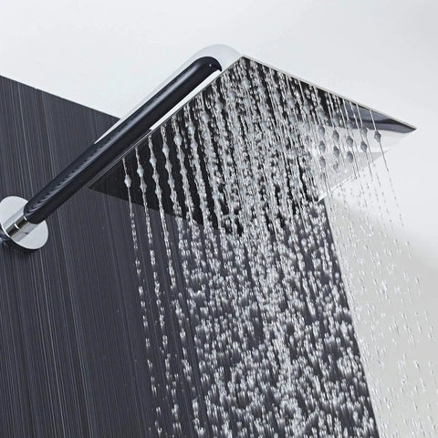 High Flow 12 Inch Rain Shower Head With Stainless Steel Square Waterfall Design For Full Body Coverage, Ultra Wide Shower Experience