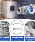 Magnetic Dryer Vent Coupler With 90 Degree Elbow Kit showing components, including tube, steel clamp, and aluminum housing.