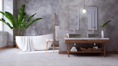 Modern bathroom with Rectangular Ceramic Vessel Sink For Bathroom Above Counter Dope Slate Gray 16 By 12 Inches Porcelain Basin