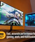 Side view of 22-Inch Slick FHD IPS Gaming Monitor With 100Hz Refresh, 1ms Response Time, built-in speakers, VESA mount setup.