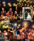 Lit 200 LED Copper Wire Starburst Fairy Lights With Remote Battery Operated Warm White 8 Modes Hanging Sphere Ceiling Decor in different occasions: picnic, wedding, prom, and party.