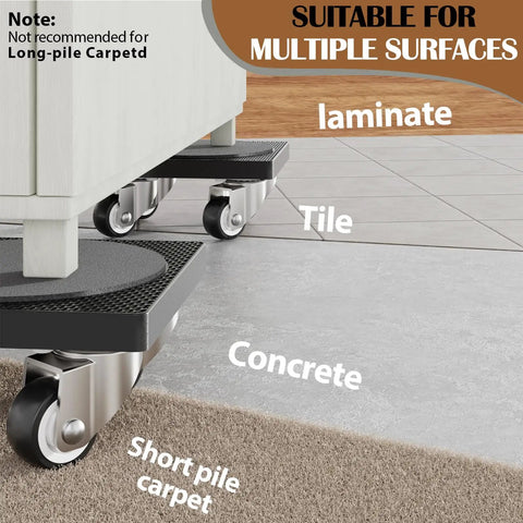 Heavy Duty Furniture Mover Dolly With 360 Degree Rotating Wheels For Moving Heavy Furniture And Appliances, 500 Lb Capacity
