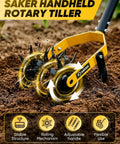 2-In-1 Manual Rotary Cultivator And Weeder With Adjustable Long Handle, 72.4 Inch, heavy duty 3-blade steel tiller in soil