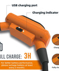 Hands Free Magnetic Mechanic Work Light With Two 320 Lumen Gooseneck Flashlights showing USB charging port and indicator