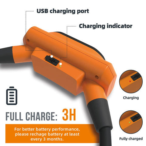 Hands Free Magnetic Mechanic Work Light With Two 320 Lumen Gooseneck Flashlights showing USB charging port and indicator