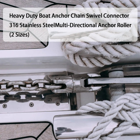 Rock Solid Multi-Directional Anchor Swivel Connector In 316 Stainless Steel on boat deck with chain and ropes
