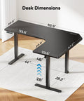 63-Inch L-Shaped Standing Desk With Built-In Power Outlets And Large Power Strip Holder, Electric Height Adjustable Corner Computer Desk, Sit-To-Stand With 3 Preset Heights, Black