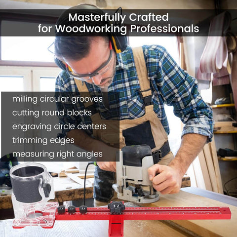 Person using All In One Router Milling Groove Bracket And Circle Cutting Jig For Woodworking on a workbench.