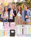 Pastel Back To School Gift Set With 12 Spiral Notebooks And 24 Ballpoint Pens For Teachers And Students Crayon Love Pattern
