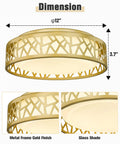 Dimensions of Sleek Dope 12 Inch LED Flush Mount Ceiling Light with Gold Finish and White Glass Shade, 3.7-inch height