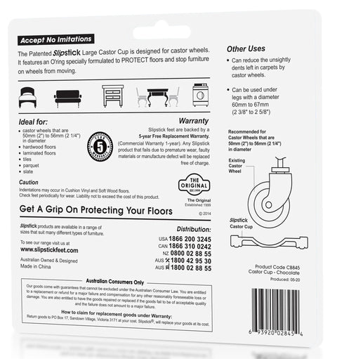 Back packaging of Three And A Quarter Inch Bed Roller And Furniture Wheel Gripper Caster Cups Set Of Four with product details