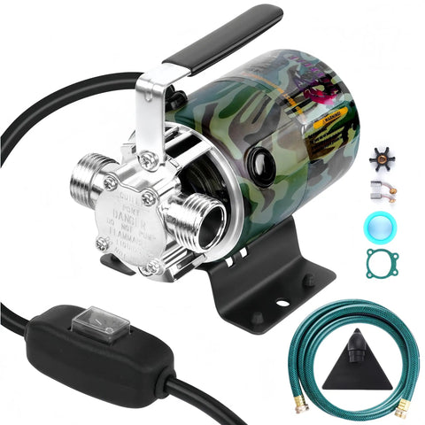 Water Transfer Pump 115V With Switch, 330 GPH Utility Pump, 0.1HP Portable Pool Drain Pump With 6 Ft Hose And 3/4 In Ports, Lightweight