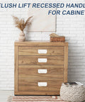 Wooden cabinet with recessed flush pull door handle set 6 pack milk white durable iron construction for cabinet doors.