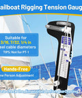 Sailboat Rigging Tension Gauge With Hands Free Clamp On Design For Solo Rigging, black metal gauge for 3/16-1/4 in cable