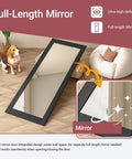 Mirror Slab Door 24x80 One Side French Interior Pocket Barn Door Solid Wood Paintable Black Pre Finished Panel For Living Room Pantry Laundry Closet Bathroom Pre Assembled Without Hardware shown as full-length mirror on floor.