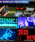 Programmable Flexible LED Eye Lights For Golf Cart And Vehicles 23x5In with App features including high brightness and scrolling text display