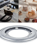 Heavy Duty Eight Inch Lazy Susan Round Swivel Turntable With Solid Steel Build Rust Resistant Coating on a table.