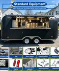 Turnkey Black Food Truck For Barbecue Catering Mobile Trailer With Handy Bathroom And Beefed Up Commercial Kitchen Setup For Legit Street Hustles On The Go, showcasing standard equipment features.