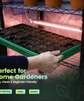 Mini Indoor Greenhouse With 18W T8 Grow Lights And Digital Thermo Hygrometer showing seed tray placement